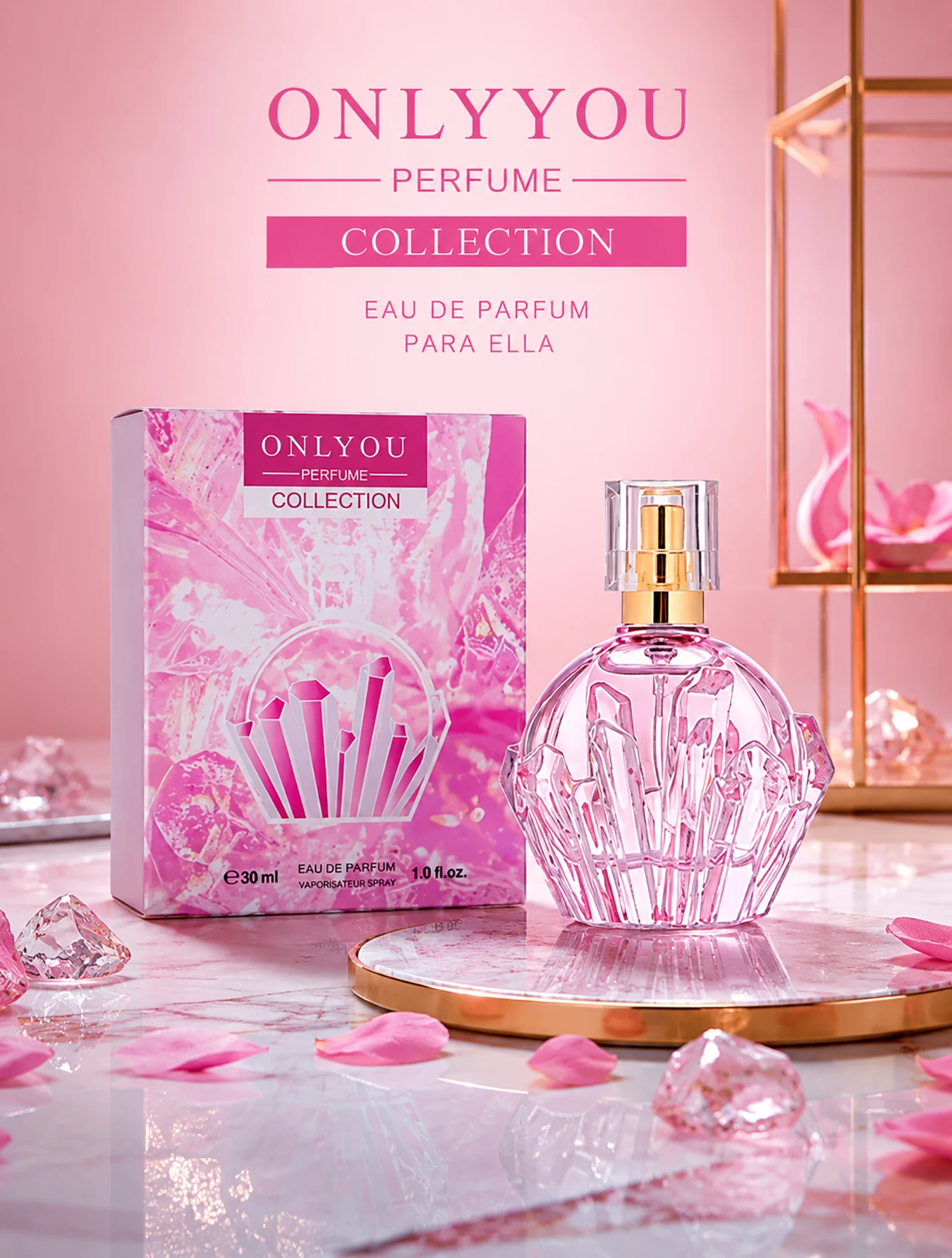 Perfume Mini OnlyYou Collection No.8172 30ml Fragancia De Bolsillo Para Dama Aroma Floral Frutal Dulce Colonia Portátil De Viaje Esencia Con Notas De Jazmín Rosa Cítrico Atomizador Fino Botella Cristal Rosa