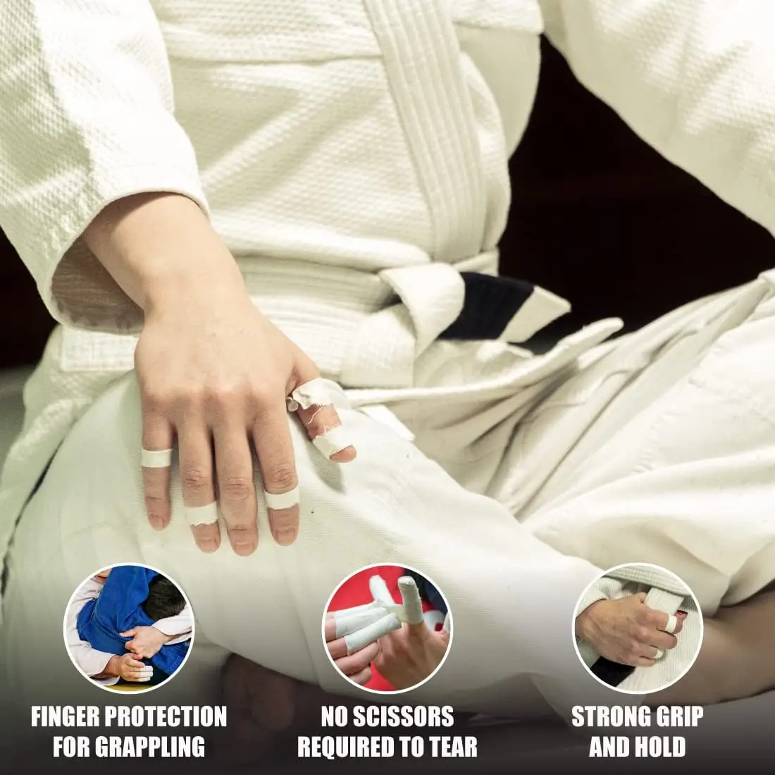 Cinta de dedo blanca para pies, cinta deportiva para escalada en roca, BJJ Jiu Jitsu, Grappling, MMA, palo de Hockey, 10 paquetes