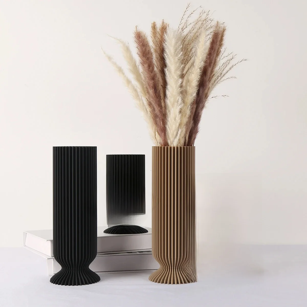 Vase en plastique noir élégant – Centre de table décoratif Boho Chic pour la maison, le bureau et le salon