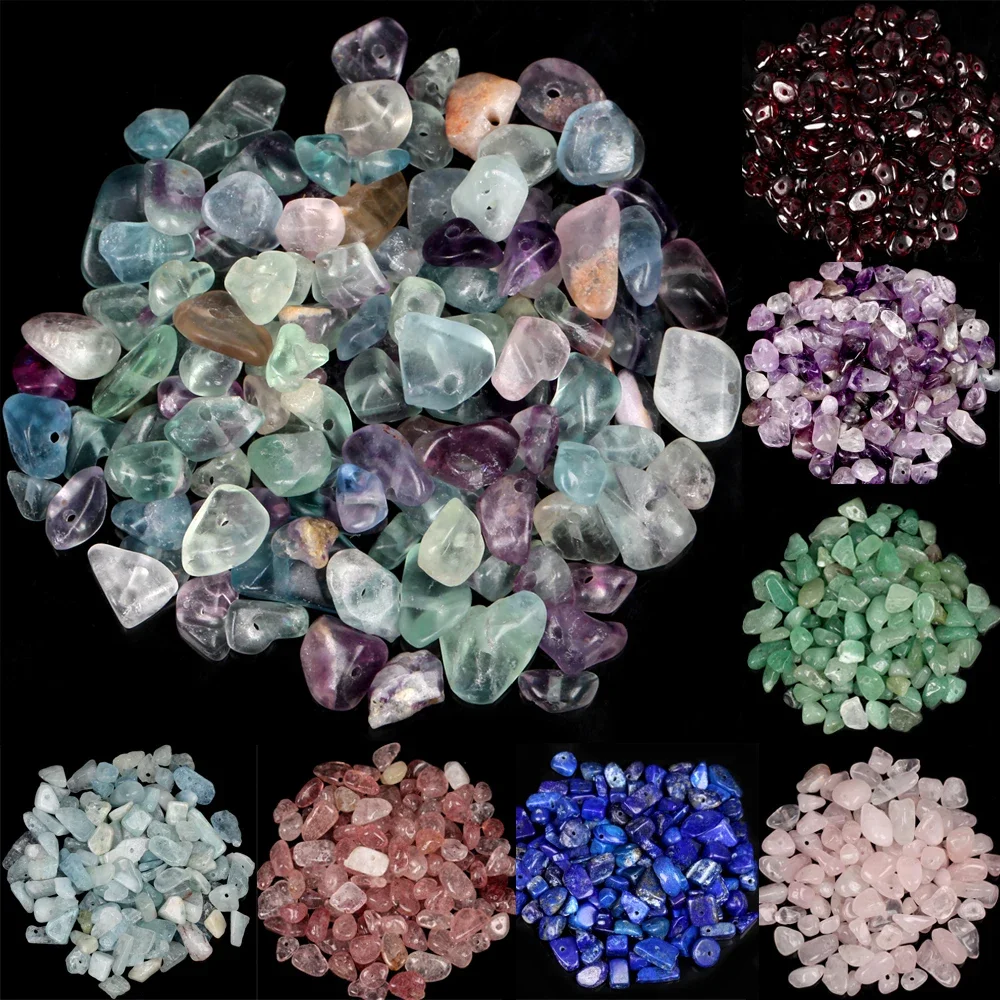 AliExpress IYKWIM Natural Chips Gravel Stone Irregular Green Fluorite Amethysts Garnet Beads For Jewelry Making DIY Bracelet Necklace Accessories