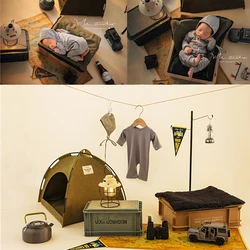 Newborn Photography Props Mini Wigwam Camping Tent Outfits Lights Decorations Set Studio Shooting Photo Props Assist Accessories