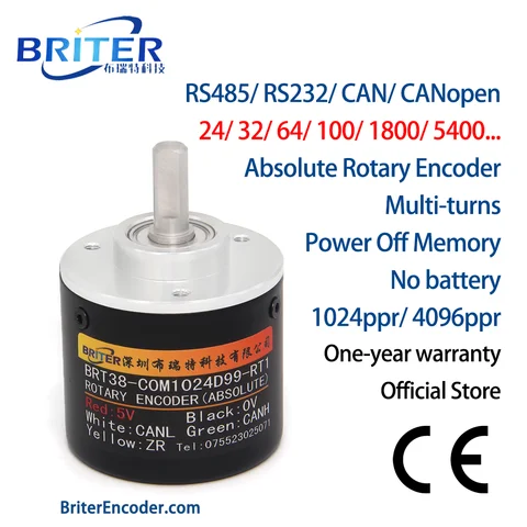 Rotary Absolute Encoder Magnetic Multi-turn CAN RS485 Interface Angle Measurement Power-Off Memory for Motion Control Equipment