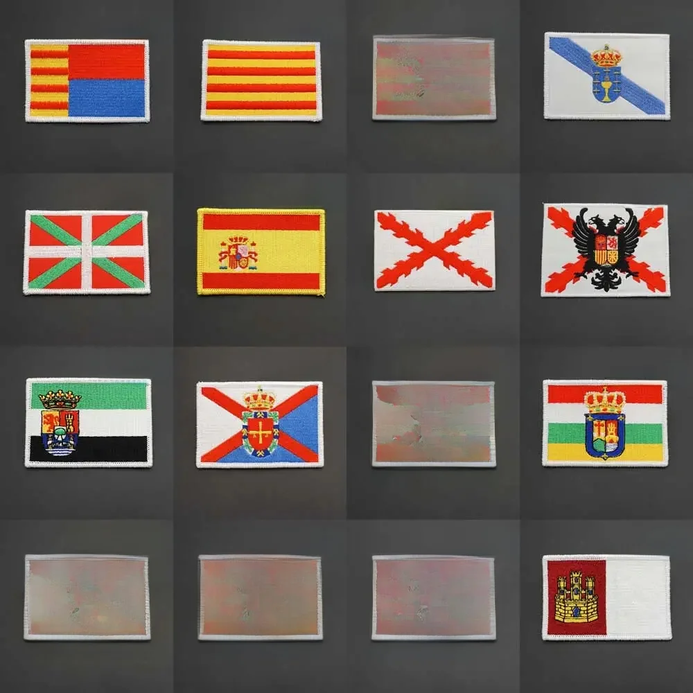 Naszywki z haftem flagi Hiszpanii Andalucía Sevilla Odznaka wojskowa z haczykiem i pętelką na ubrania Akcesoria do kapeluszy — zdjęcie 2