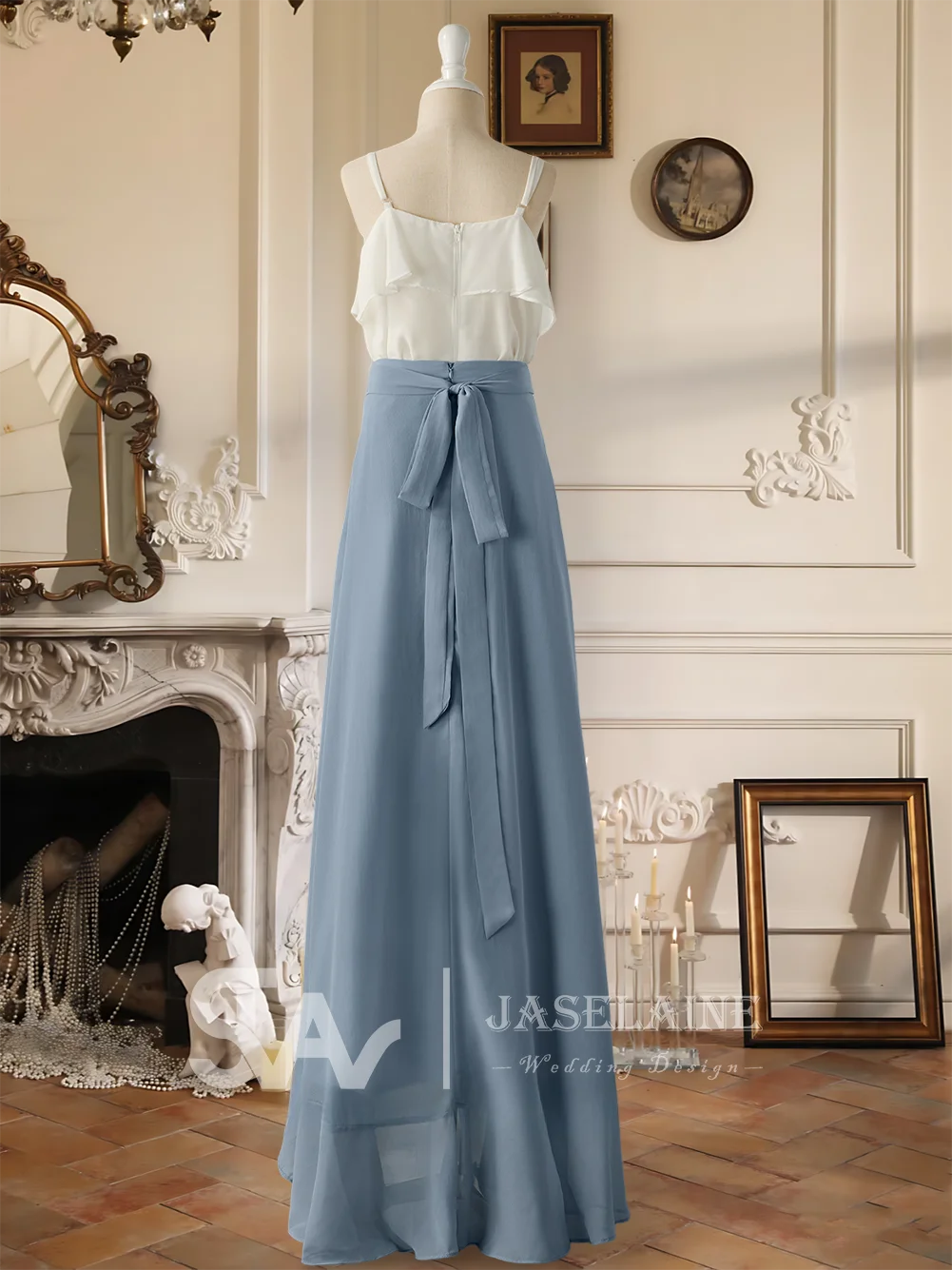 فستان وصيفة العروس أنيق غير متماثل من الشيفون للصغار وكشكشة متتالية للحفلات فستان فتاة الزهور للأطفال لحفلات الزفاف الرسمية