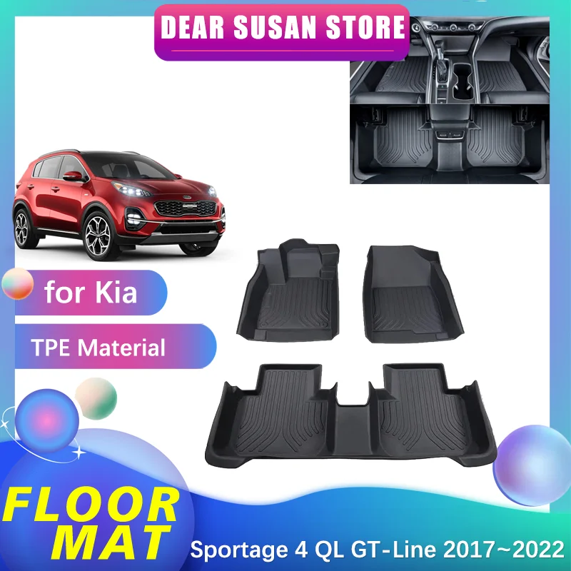 Car Floor Mat for Kia Sportage 4 QL GT-Line 2017~2022 2018 2019 2020 Foot Parts TPE Liner Carpet Pad Custom Cover Rug Accessorie