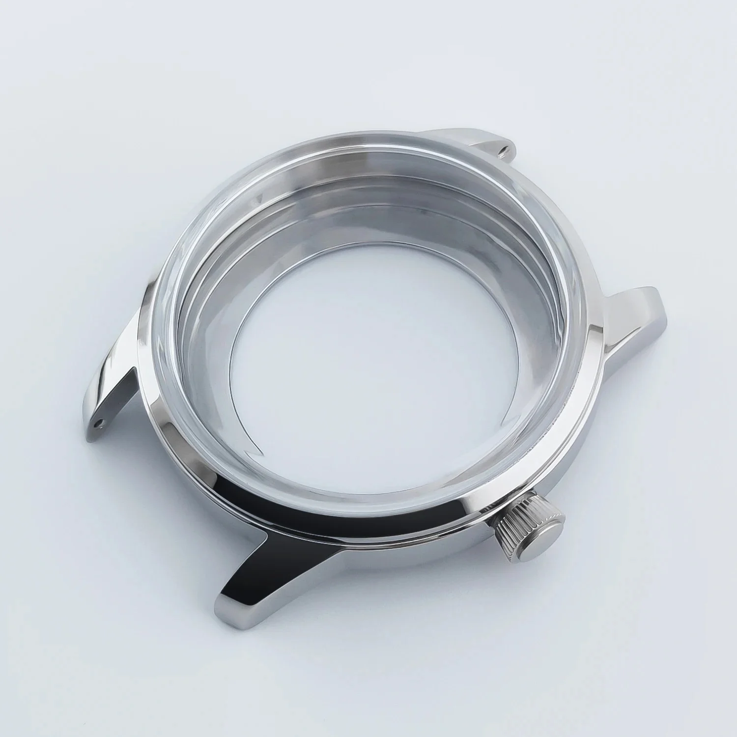 Obudowa zegarka koktajlowego 40 mm pasująca do mechanizmu automatycznego NH38 NH35, łukowe szkło, przezroczysta tylna pokrywa, stalowa srebrna obudowa, pasuje do tarczy 35 mm. — zdjęcie 2