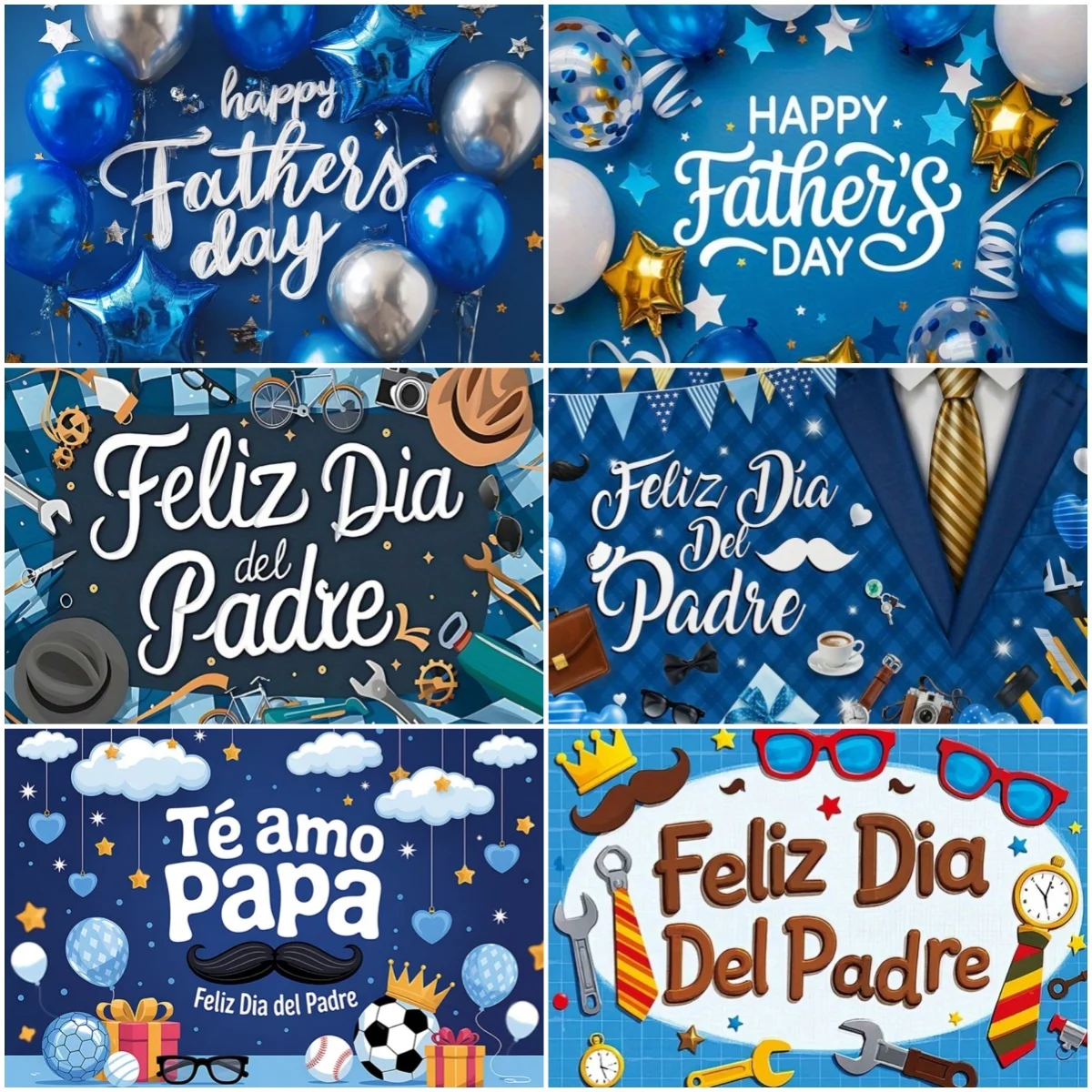 

Joyful Father's Day Party Background Celebrate Balloons Suit Tie Tool Decorate Banner Man Portrait Backdrop Photo Studio