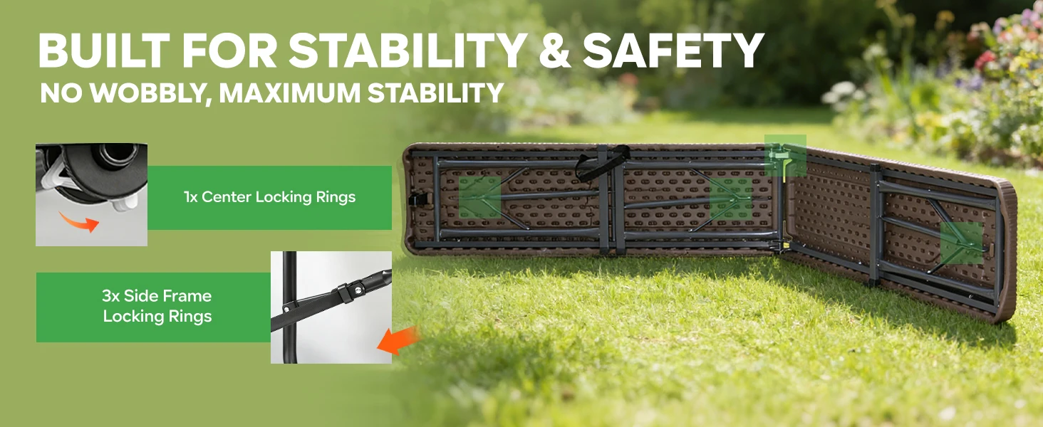 180cm Klappbank Outdoor Campingbank Gartenbank Tragbare Bierzeltgarnitur HDPE Sitzbank bis 400kg Schwerlast – Detail 7