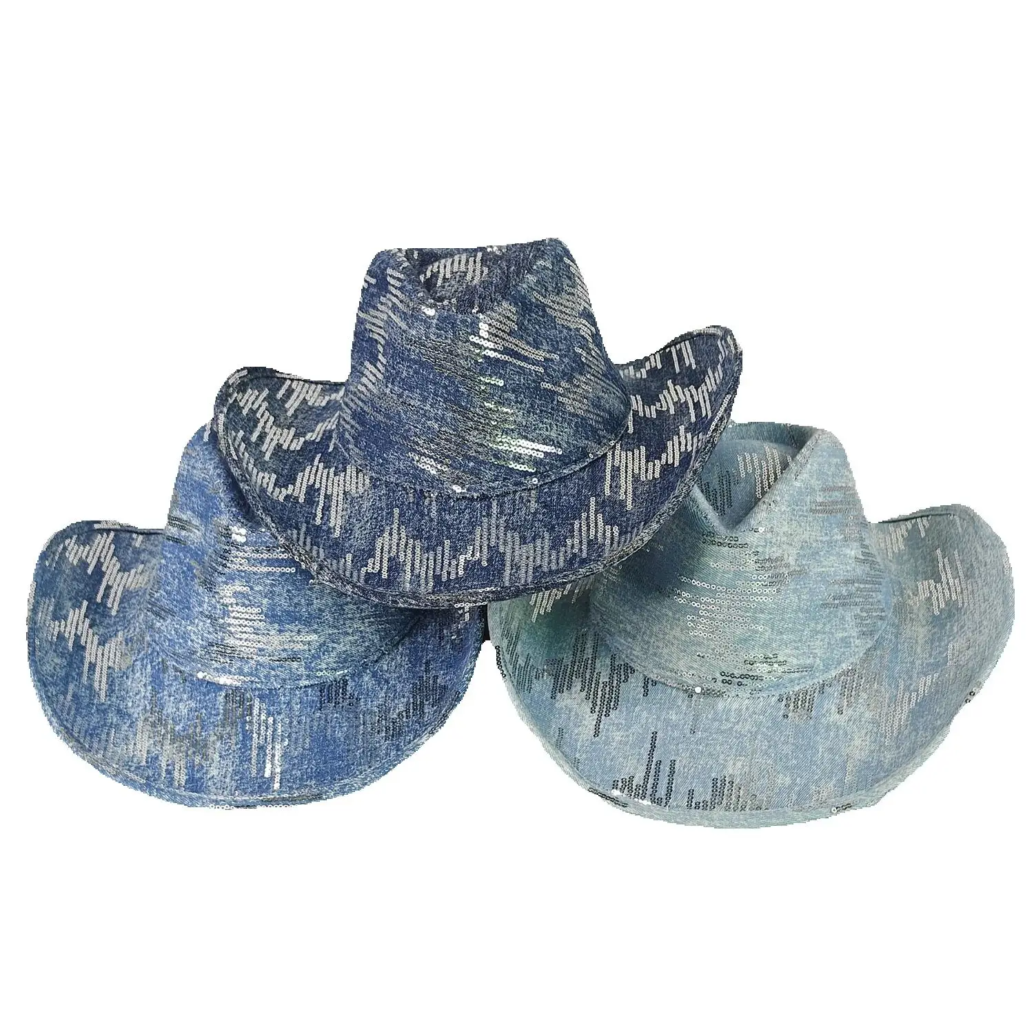 Chapeau de Cowboy en Denim occidental pour femmes et hommes, chapeau de Cowboy en feutre à large bord pour Costume de fête, chapeau de Cowboy Cosplay