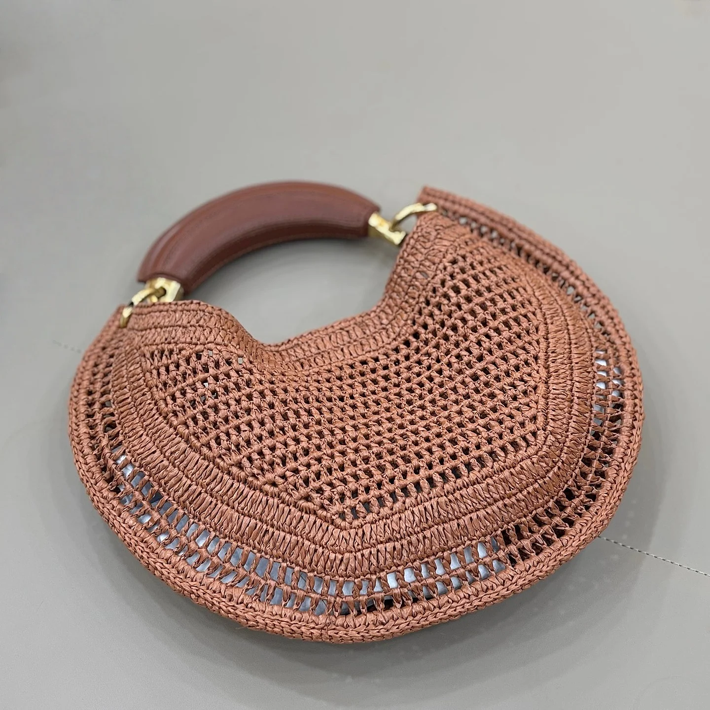 Banana Shape Raffia Straw Hobo Bag For Women Classic Vintage Woven Handbag Summer Beach Purse Shoulder Bag - Image 3