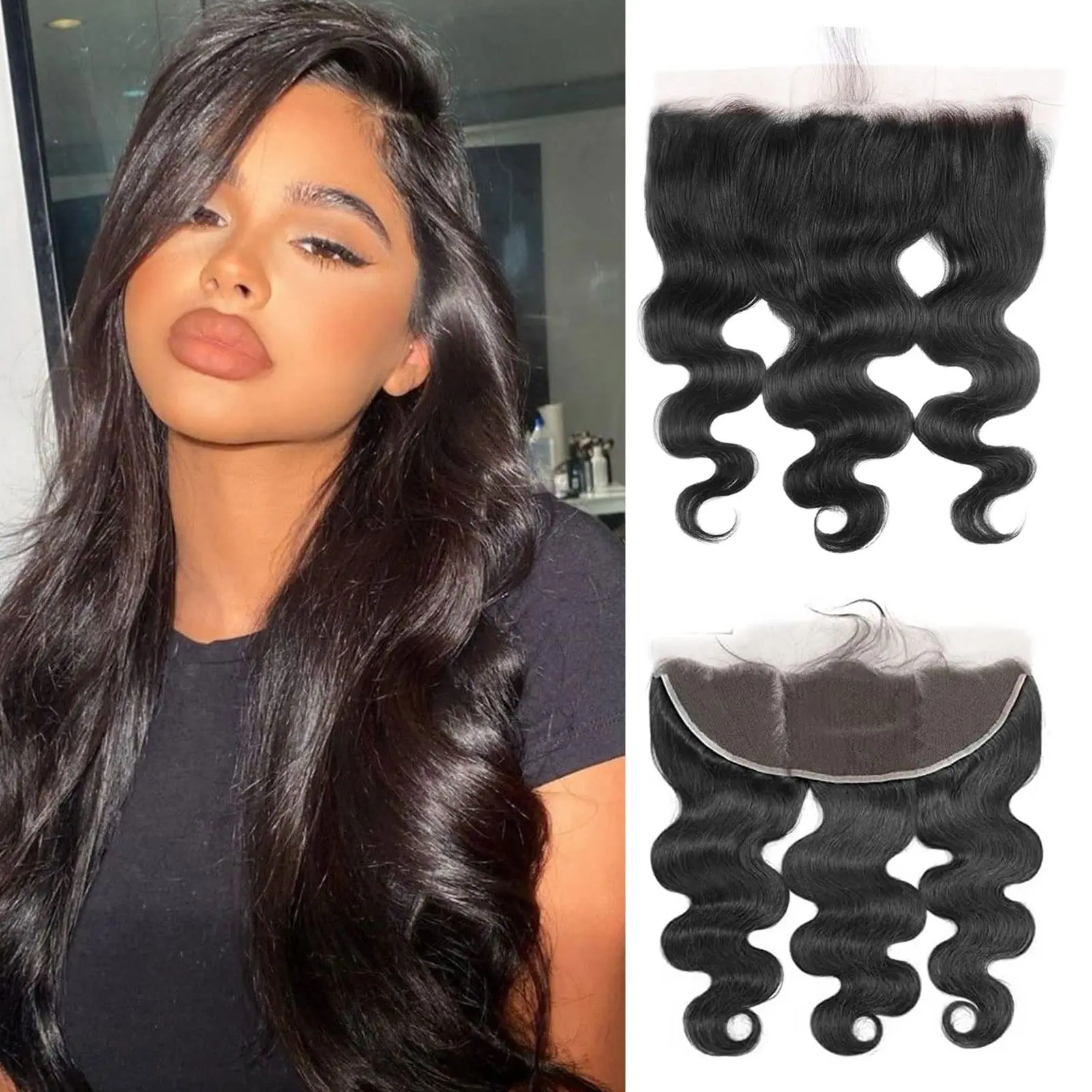 الجسم المموج 13x4 الأذن إلى الأذن الدانتيل إغلاق أمامي 100٪ غير المجهزة البرازيلي عذراء الشعر البشري