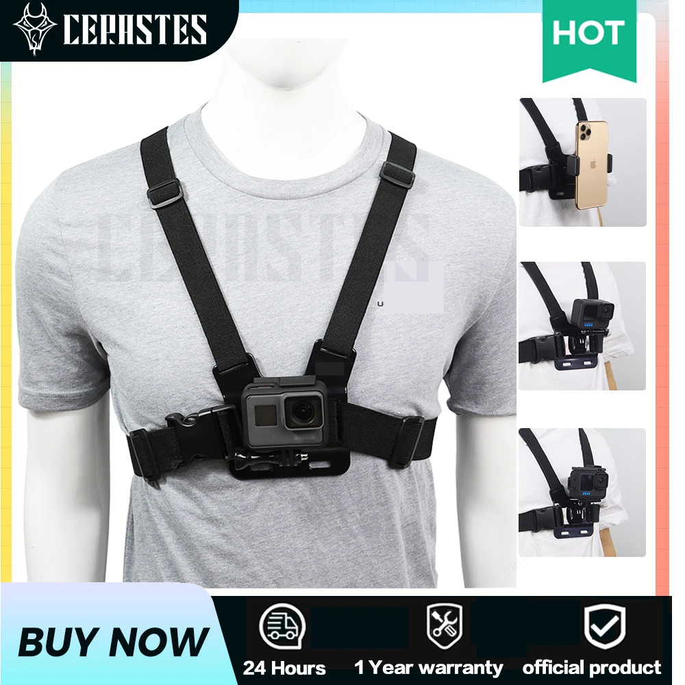 

Action Camera Chest Mount with Straps Compatible with v39 Gopro 10/9/8/7/6 5/AKASO EK7000 Brave 4 5 6 Plus/APEMAN/Dragon Touch