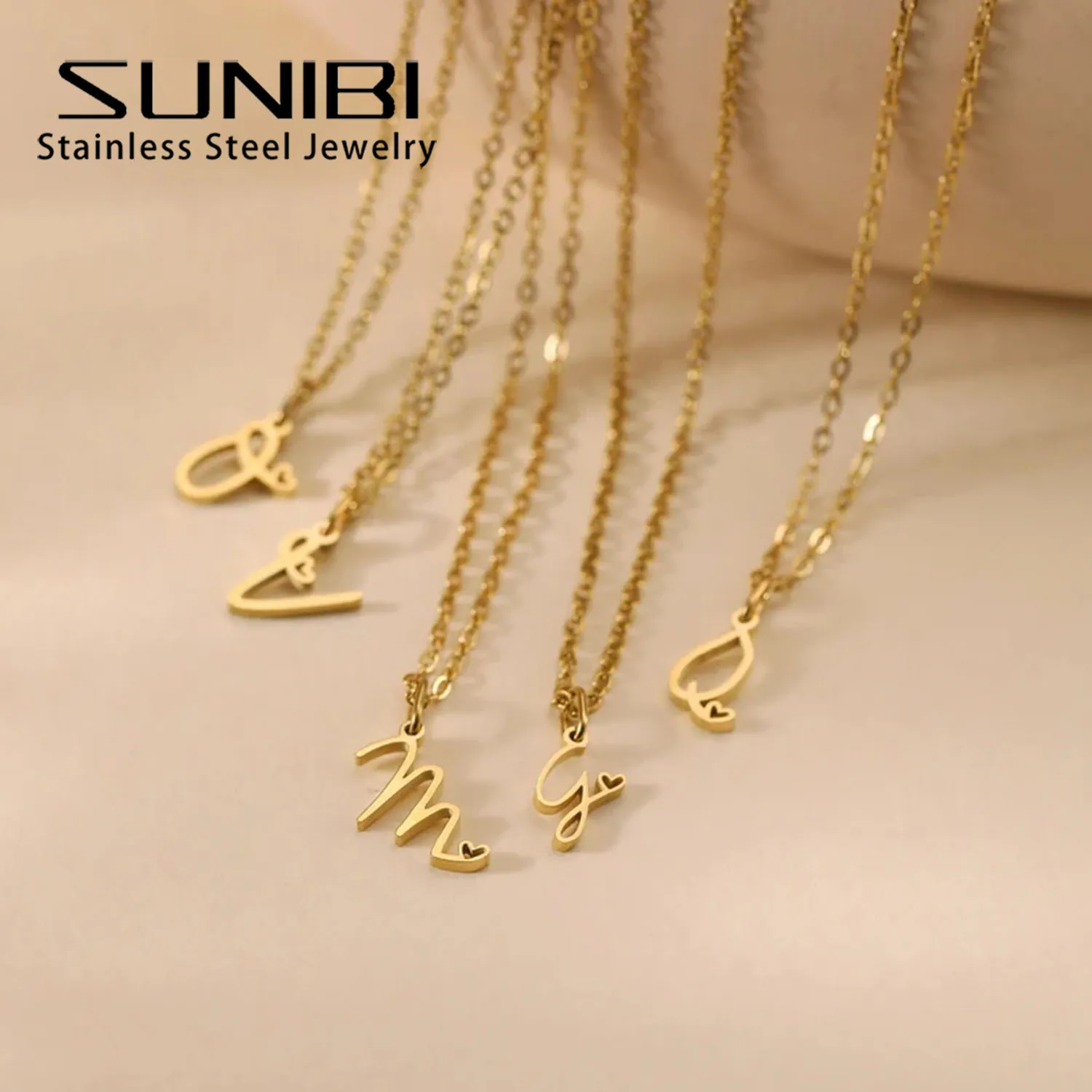 10PCS Personalized Stainless Steel Heart Alphabet Pendant DIY Accessories for Necklsce Initials Birthday Gift A-Z