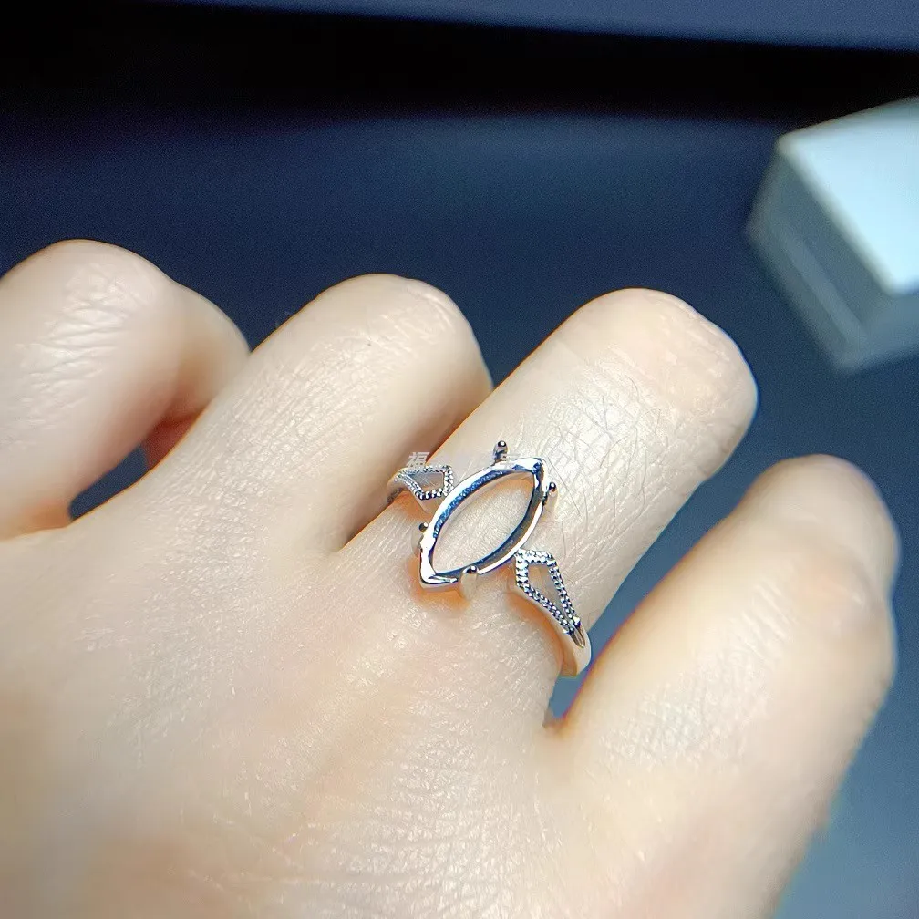 Boutique Jewelry New S925 Silver Ring Empty Toma Mesh 6 * 12mm Plated with 18K White Gold Rose Gold