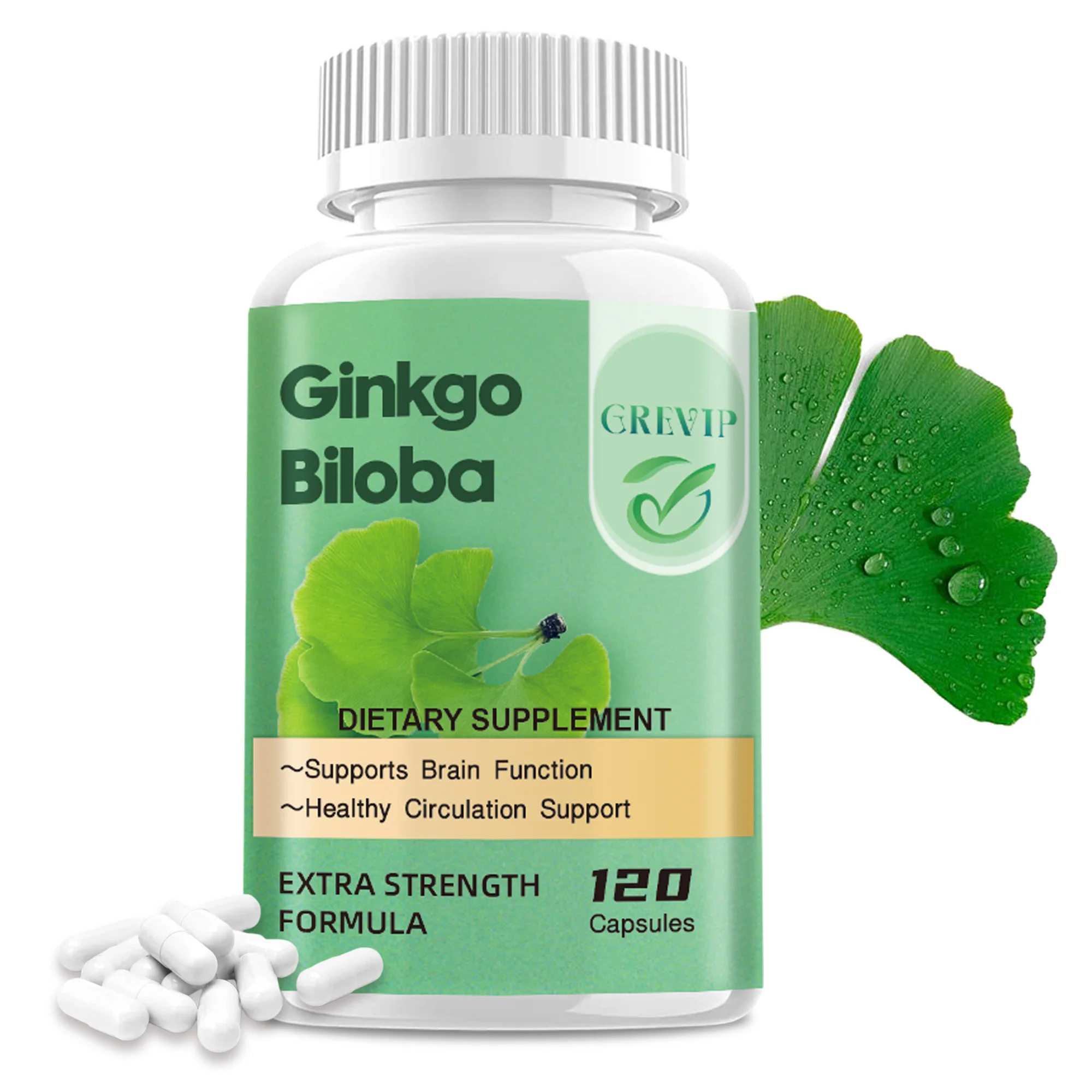 Ginkgo Biloba Capsules - Supports Brain Function, Improving Concentration & Memory - 120 Capsules