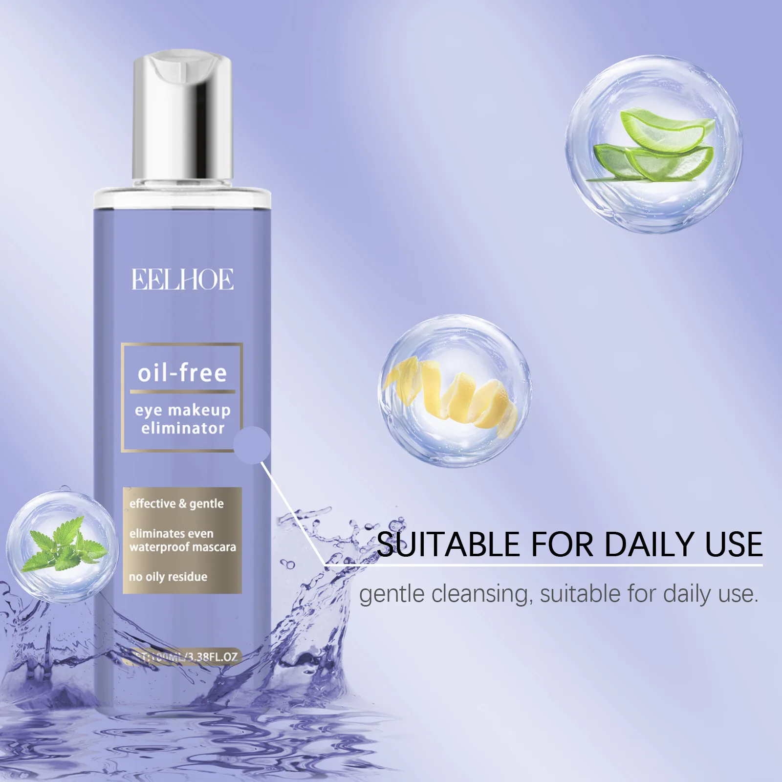 Eelhoe 100ml 메이크업 리무버 리퀴드 아이 립 페이스 젠틀 클렌즈 메이크업 잔여물 제거 리프레싱 각질 제거 페이셜 클린 메이크업 리퀴드