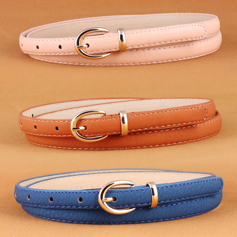 103cm Faux Leather Thin Belt with Metal Buckle Decorative Women's Belt for Dress Jeans Candy Colored Belt for Women