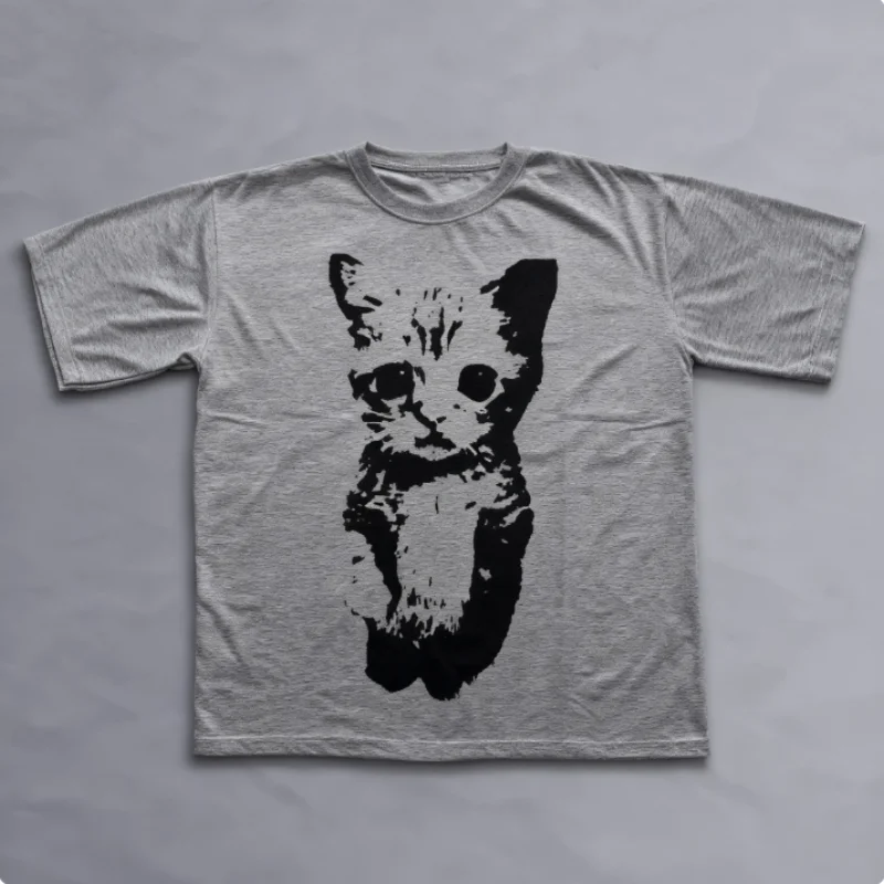 100% Cotton Unisex Vintage Graphic Tees Cat Y2k T-Shirt Gothic Grunge Y2k Emo Scene Amity Affliction Style Clothes Men Women