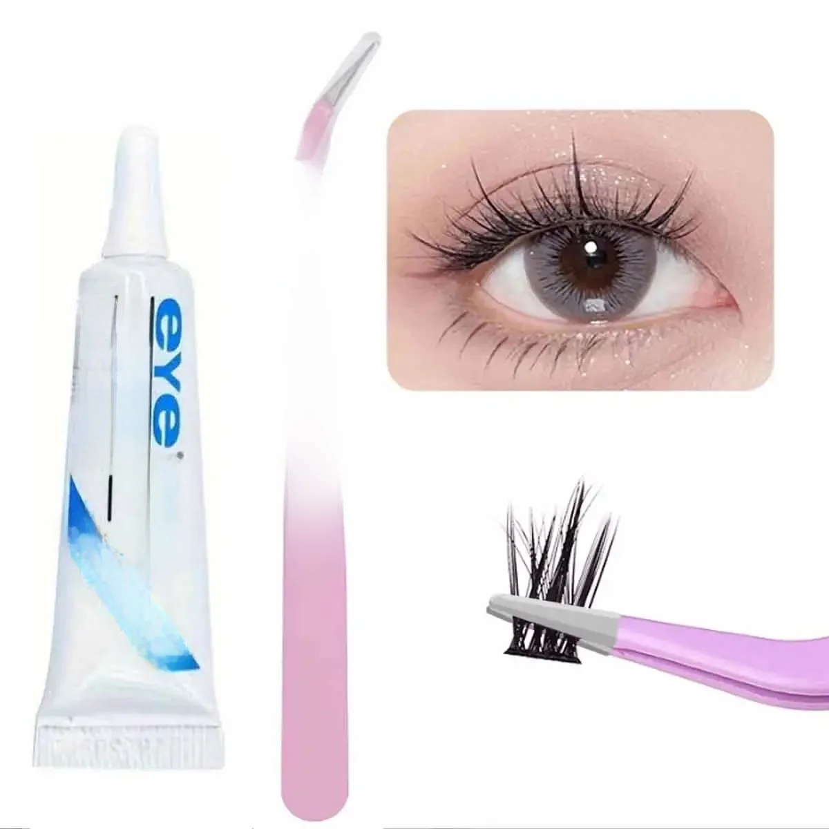 1/2 pièces faux cils colle pince à cils Durable étanche 4g colle à cils Double paupière faux cils colle ensemble