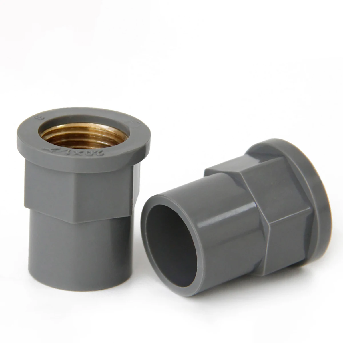 1Pcs PVC สีเทาตรงทองเหลืองเชื่อมต่อ1/2 "3/4" 1 "หญิงด้ายท่อพีวีซี Joint Aquarium สวนชลประทานอะแดปเตอร์