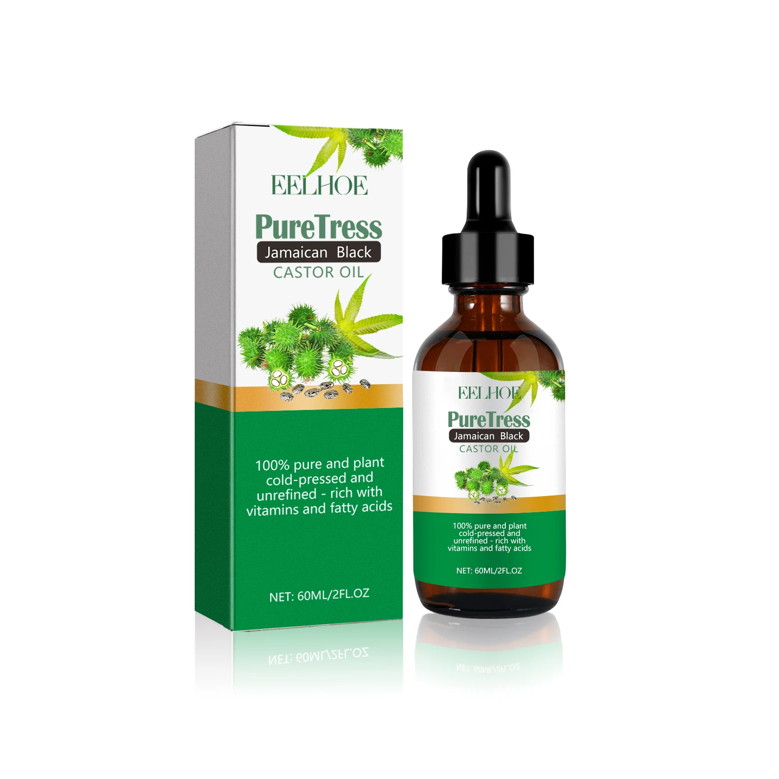 Eelhoe Castor Oil hidrata o couro cabeludo, previne o ressecamento e reduz a queda de cabelo, cabelos grossos sólidos, tem brilho e absorve facilmente