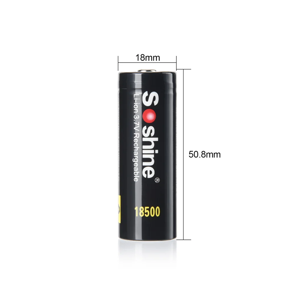 Soshine 18500 1400mAh Battery with Protected 3.7V 18500 Lithium Rechargeable Battery for LED Flashlight 1400mAh Li-ion Batteries