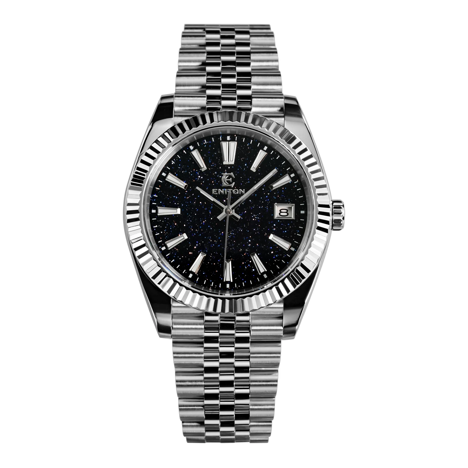 Eniton S1112G 38mm Man's Luxury Date Automatic Mechanical Watches Nh35 Movement Stone Dial Sapphire Crystal Adjustable Clasp