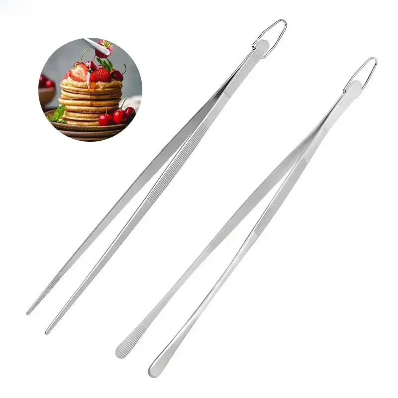 Pince à épiler de cuisine en acier inoxydable, extra-longue, fine, pour barbecue, outils de barman, 12 pouces, 1 pièce