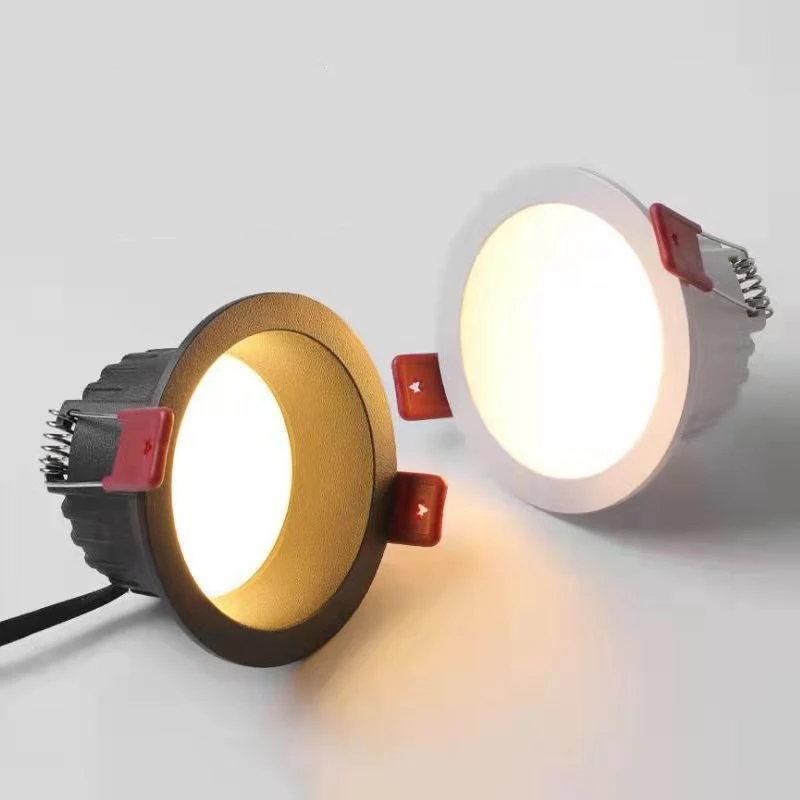 Okrągłe przeciwodblaskowe oprawy LED SMD2835 wpuszczane 7w 10w rozmiar otworu 7cm lampa sufitowa reflektory do oświetlenia wewnętrznego