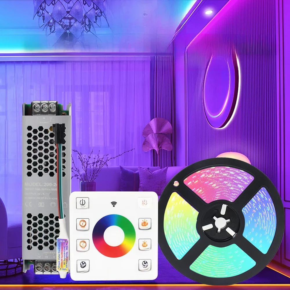Bandes lumineuses LED RGBIC pour course de chevaux, 5M 10M 20M, 24V WS2811, ruban flexible de pixels, bande à débit d'eau courante, télécommande sans fil