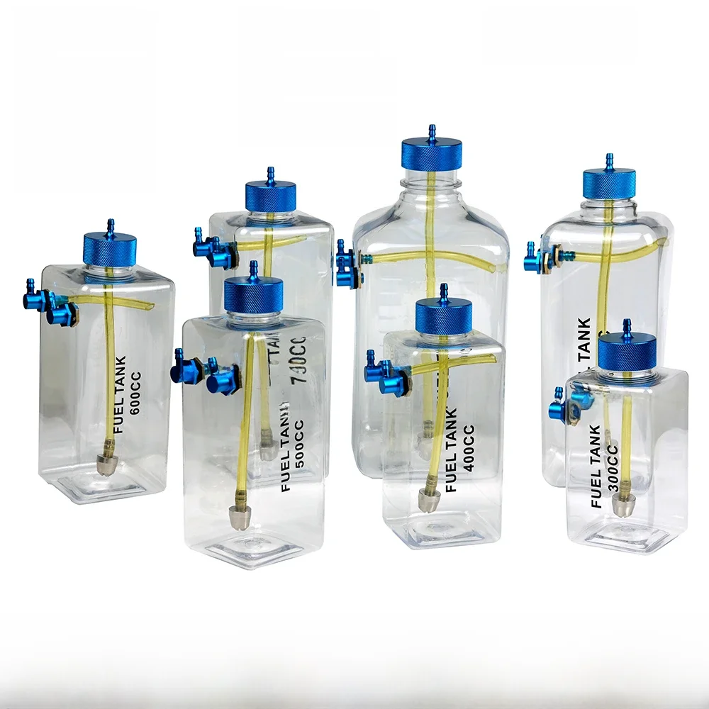 Réservoir de carburant essence bouteille en plastique Transparent 300/400/500/600/750/1000/1600ML/CC CNC en alliage d'aluminium pour avion à gaz et Nitro 1 pièce