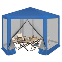 Outdoor Garden Gazebo 3.8x3.3m Hexagon Outdoor Pergola Party Tent with Mosquito Net Mesh Side Walls for Terrace Yard outdoor