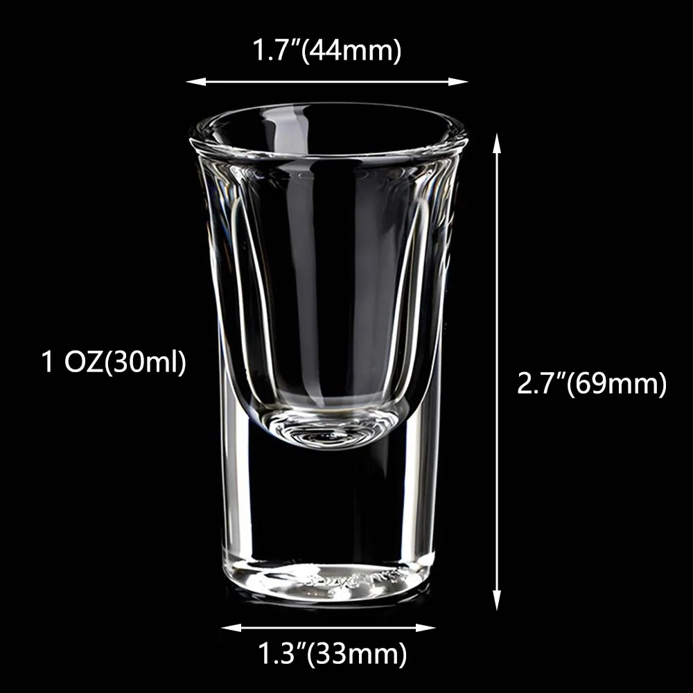 MUGLIO 2pcs Glass 30ml Drinking Cups with Thick Bottom Clear Glass Strong Baijiu Wine Cup Small Cups