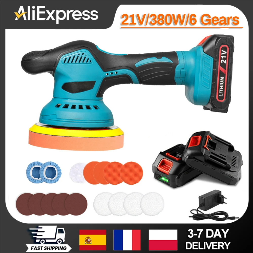 21V 380W Cordless Car 6 Gears Lithium Electric Polishing wating Machine For Repairing scars Wireless Sander Polish