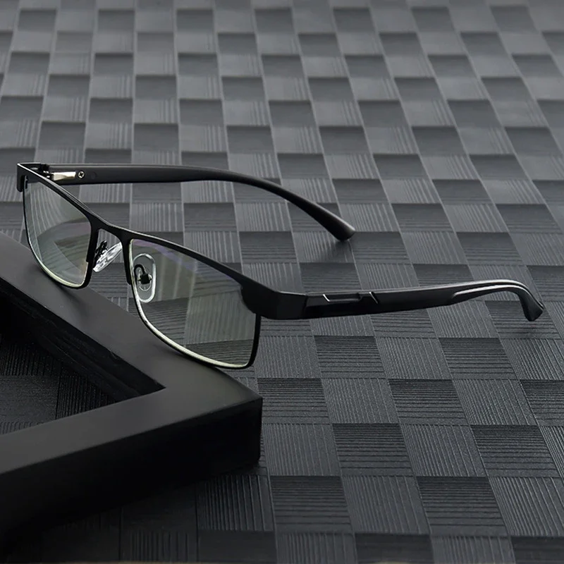 Edelstahl Lesebrille Männer Business Presbyopie Brille Männlich Anti Blaues Licht Brillen +1,0 1,5 2,0 2,5 3 3,5 4,0