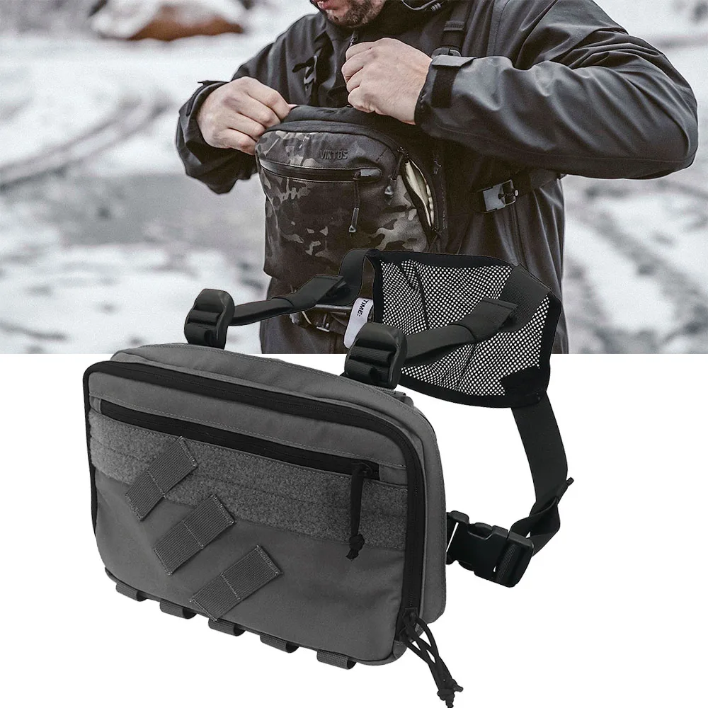 Tactical Reconnaissance Chest Rig with H harness Straps ,EDC Tactical Vest Chest Pack for Outdoor Hunting Shooting Equipment
