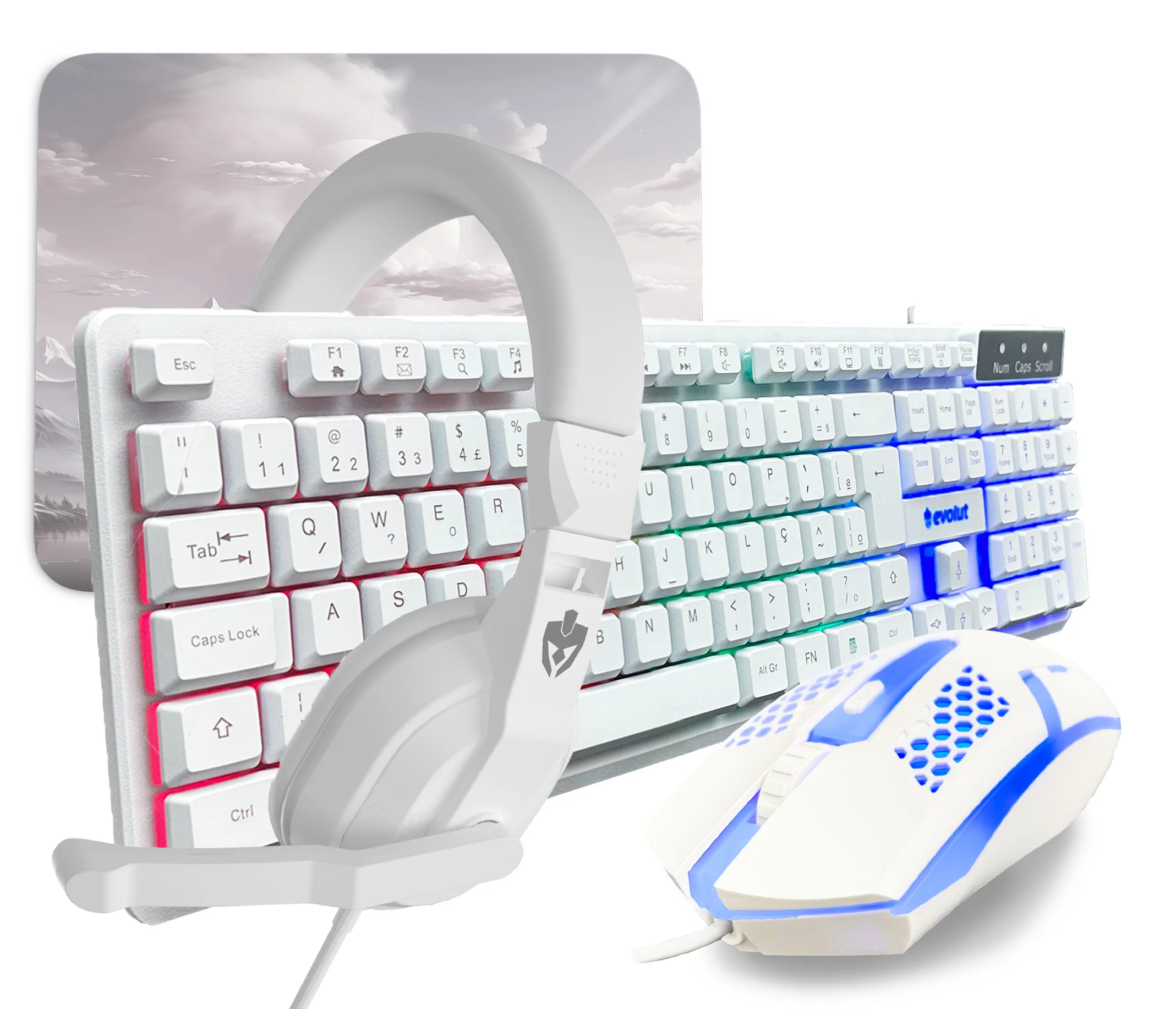 White Kit Keyboard Mouse Pad Headset Gamer Peripherals Mouse