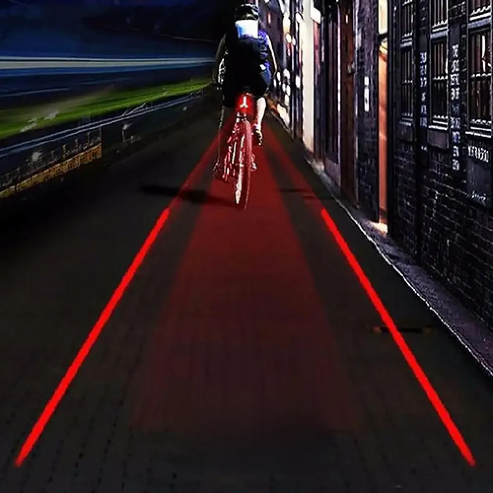 AliExpress Bicycle Light 2 Laser + 5 LEDs Rear Bike Tail Light Logo Beam Safety Warning Red Lamp Bicycle