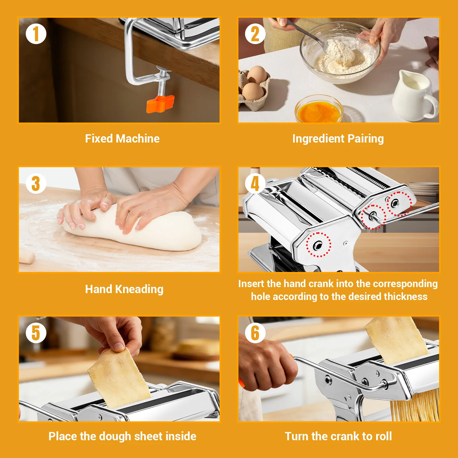 Manual pasta maker machine packaging and contents showing full kit