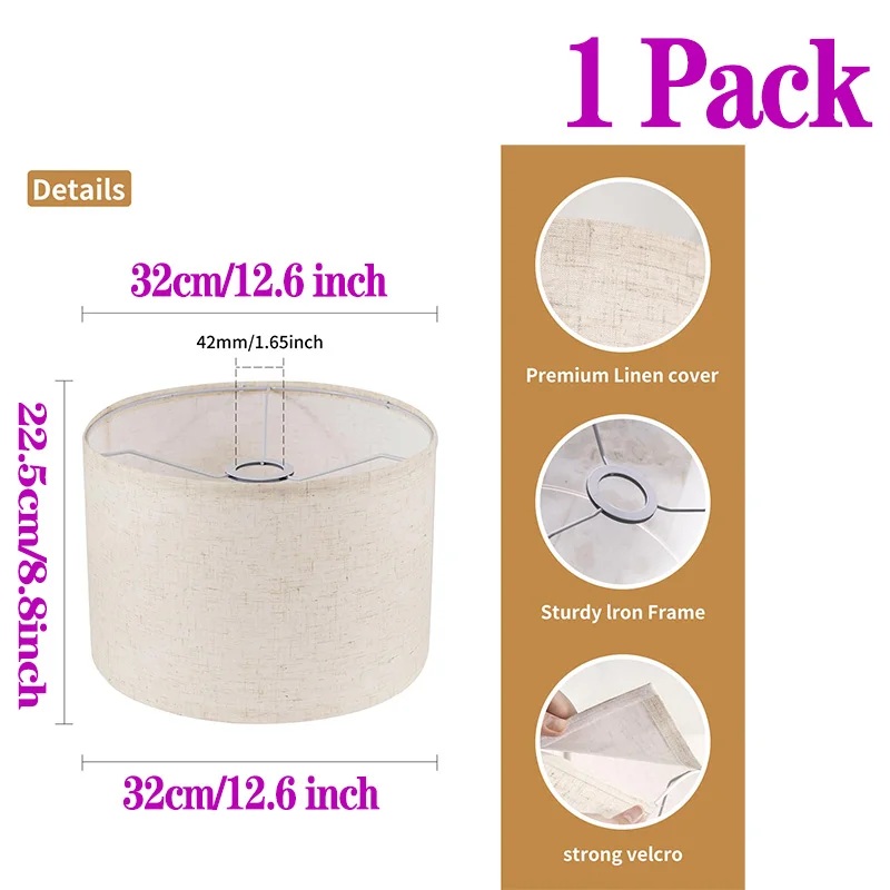 Drum Lamp Shade, Lamp Shades for Floor Lamp Small Fabric Lampshade with E27 Adapters for Table Lamp Bedside Lamp Chandeliers