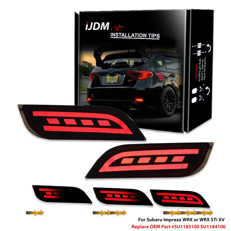 2 sztuki do Subaru Impreza WRX lub WRX STi XV Crosstrek Światła odblaskowe LED zderzaka, tylne / hamulce tylne światła przeciwmgielne i kierunkowskaz