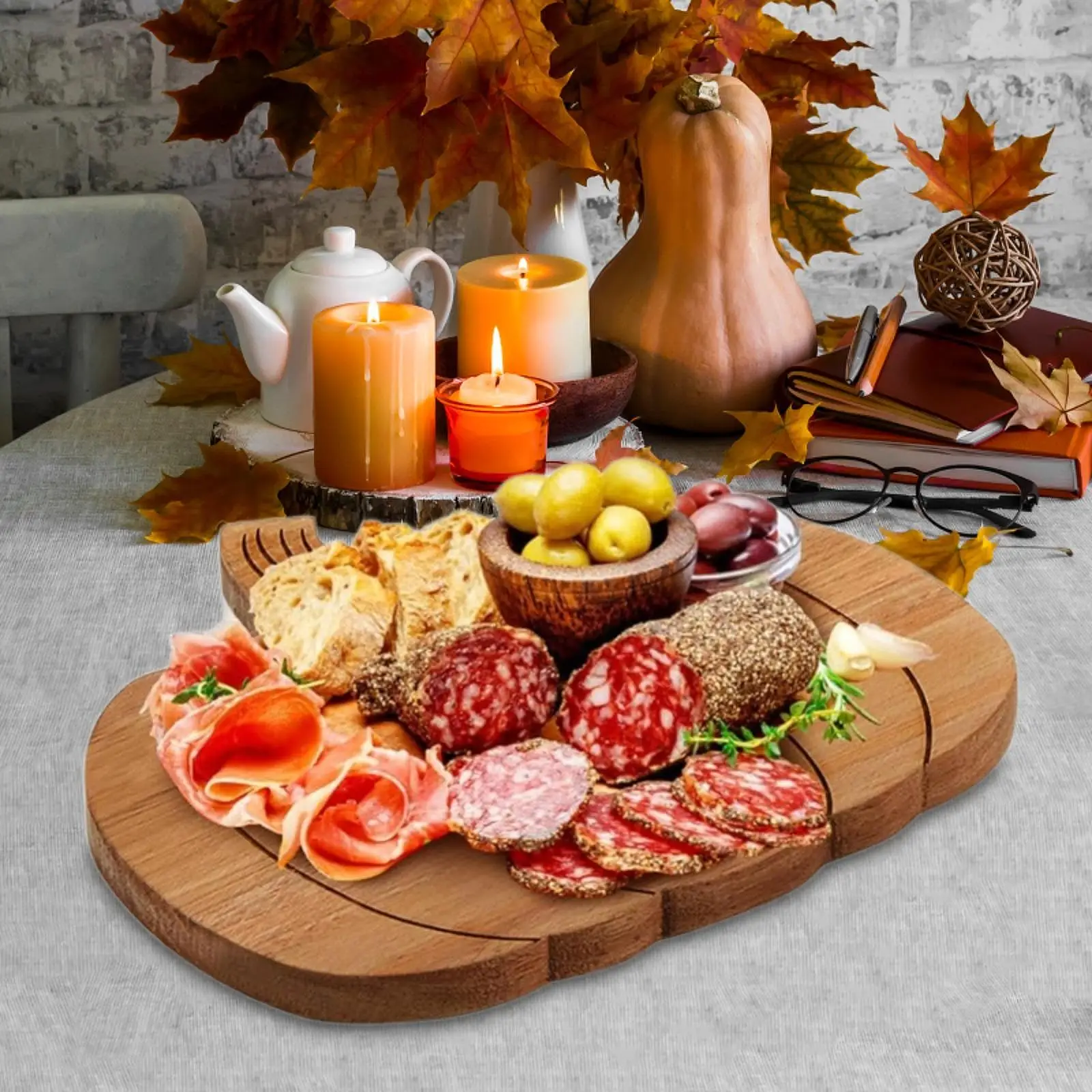 Cutting Board Pumpkin Shaped Sushi Serving Tray for Kitchen Restaurant Halloween Decor,Chopping Board Wooden Appetizer Tray