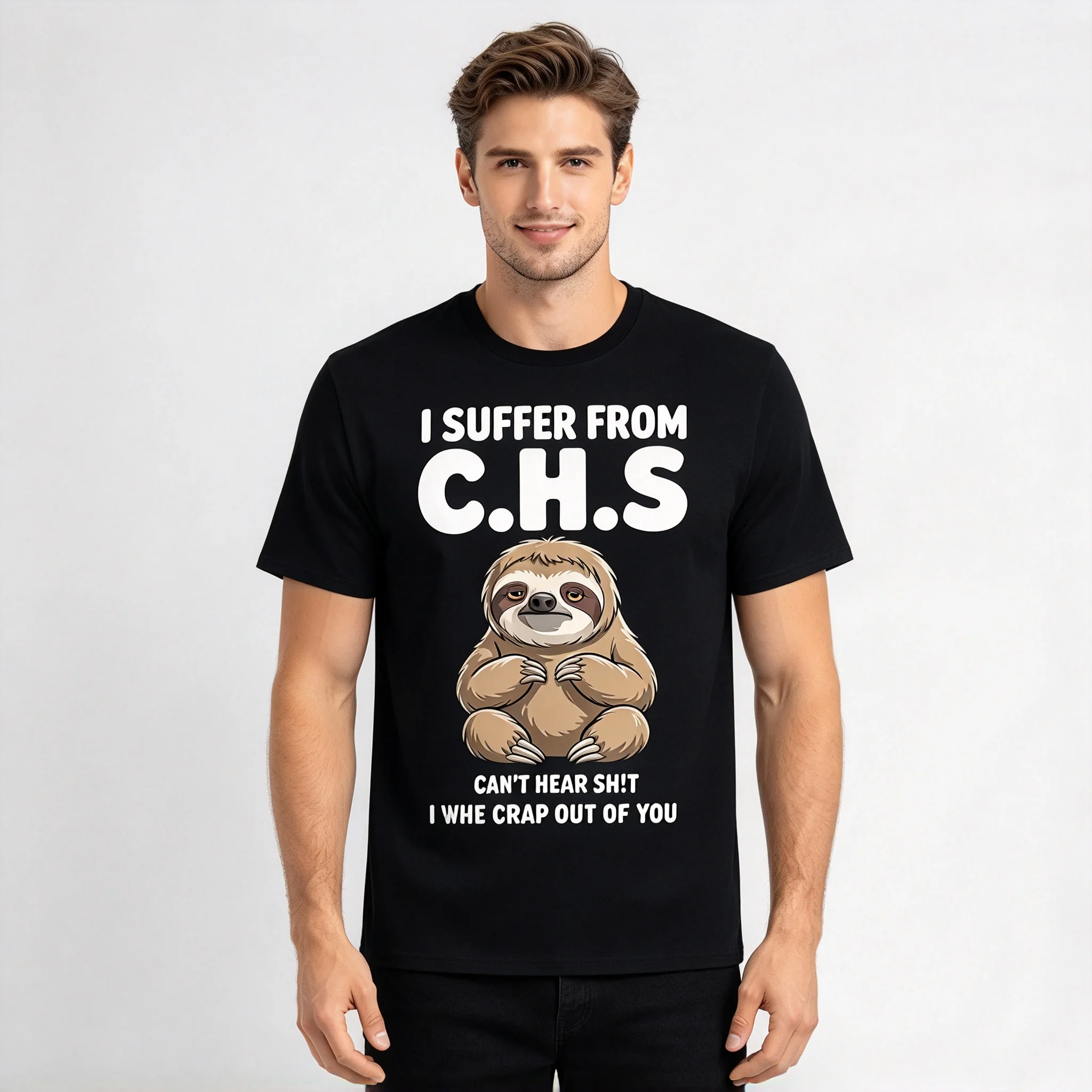 Men's Fun Lazy Bear Quote T-Shirt- 