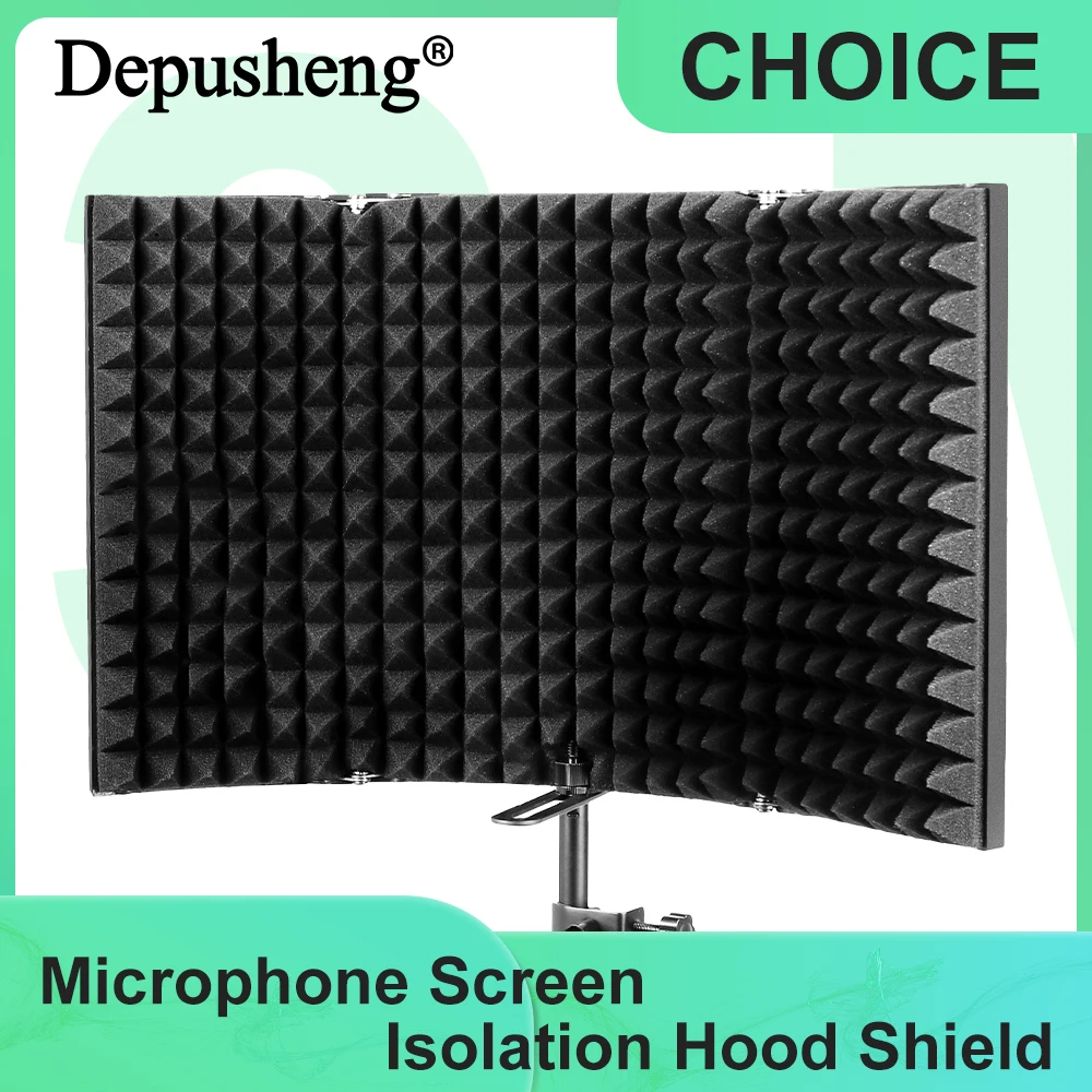 

Adjustable 3/5 Panel Microphone Isolation Shield Foldable Studio Recording Mic Filter Mic Sponge Soundproof Shield