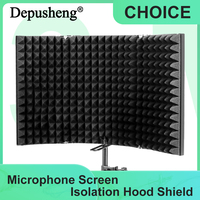Adjustable 3/5 Panel Microphone Isolation Shield Foldable Studio Recording Mic Filter Mic Sponge Soundproof Shield