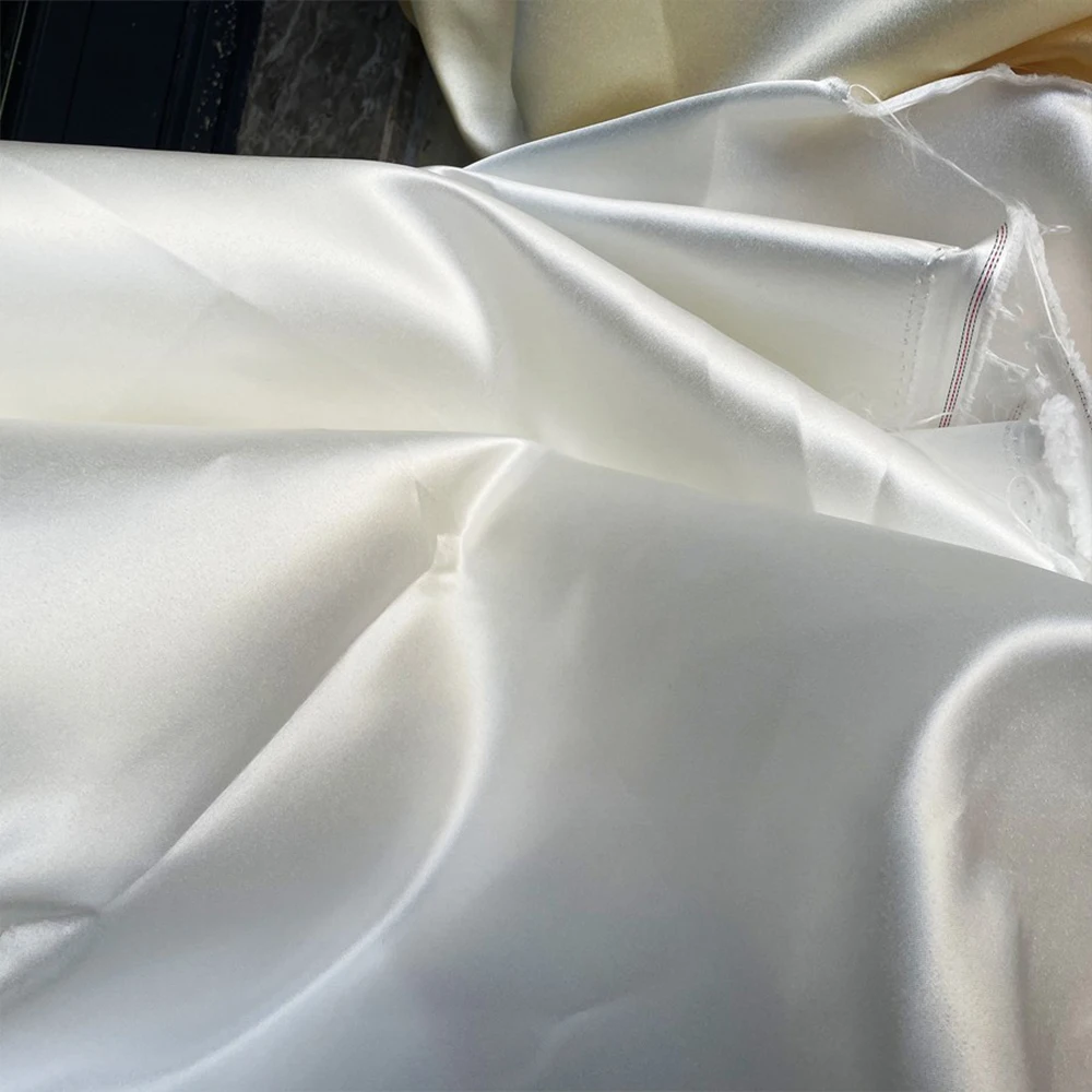 Breathable And Comfortable 395 Satin Fabric Smooth And Glossy Ideal For Clothing And Home Decor White Black Champagne Red