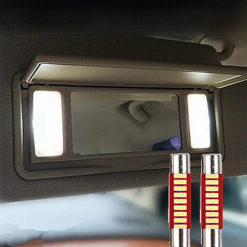 Ampoules de remplacement LED lumineuses 9-SMD 28mm 6614, pour voiture Peugeot 207 208 308 407 508 2008 3008, pare-soleil, lumières de miroir de vanité
