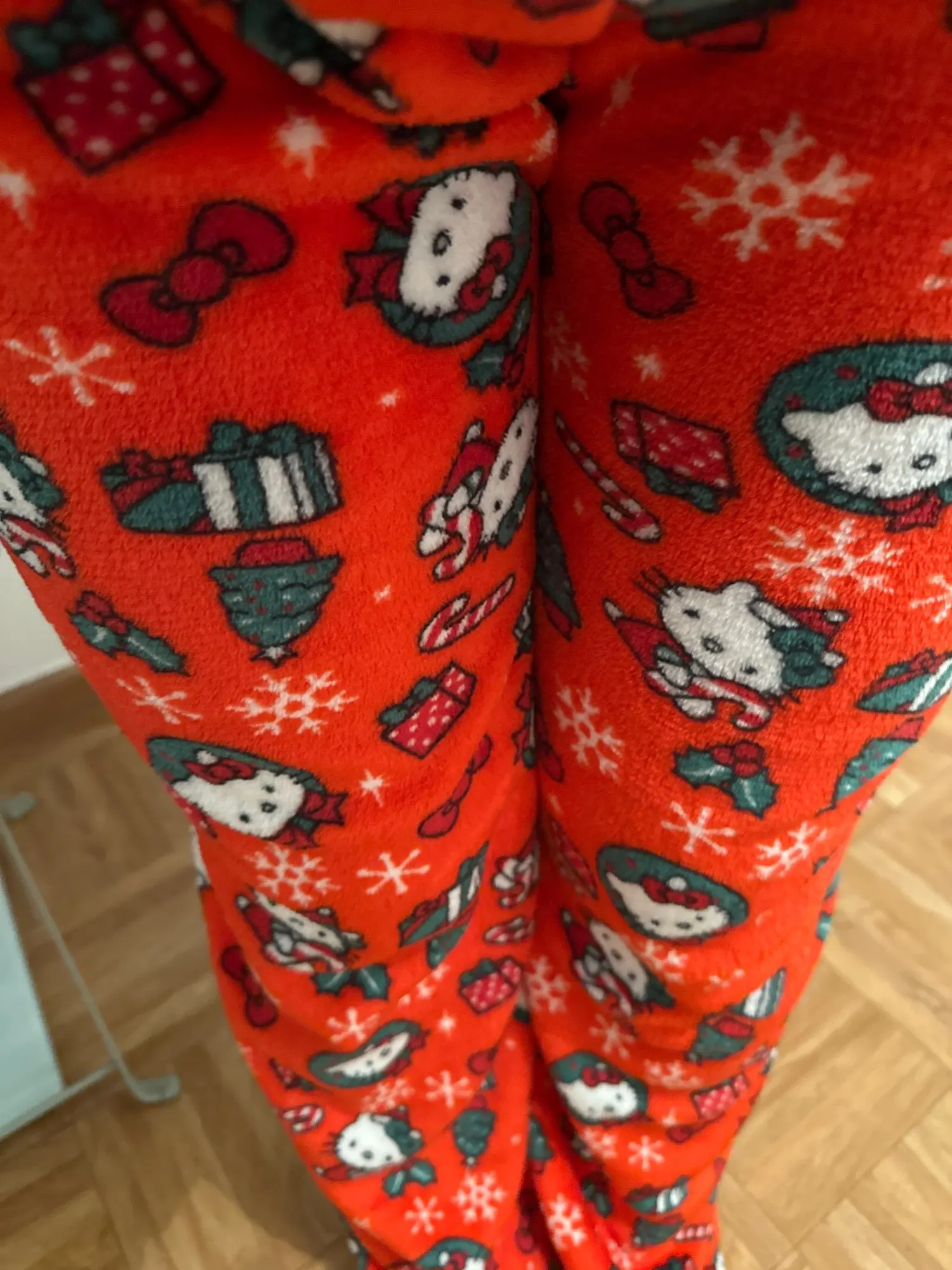 Christmas Hello Kitty Pajama Pants Anime Loose Pants Cartoon Couple Loungewear Women Leisure Home Trousers photo review