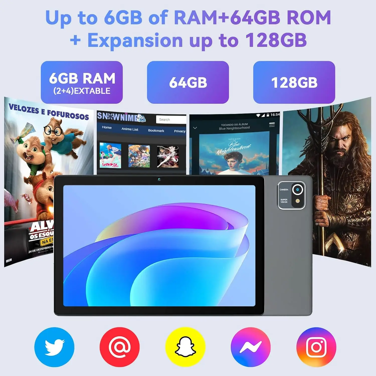 AEEZO MB1001 10 Polegada Tablet Android Quad-Core 6GB RAM 64GB ROM 5MP + 8MP Câmera Dupla HD IPS Display WiFi Bluetooth PC Pad Tablets