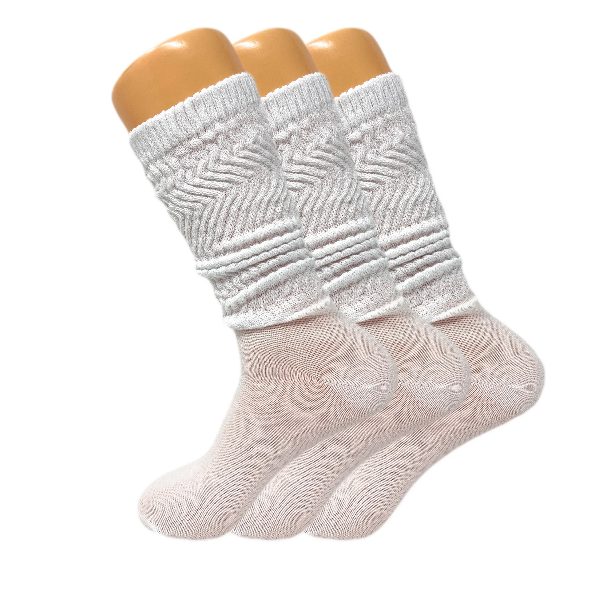 Lightweight Slouch Socks for Women Cotton Knee High Scrunched Socks 3 Pairs